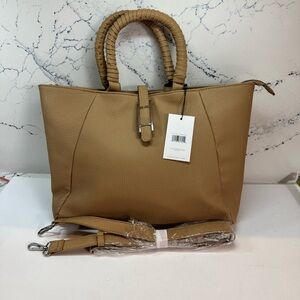 Halston Classic Tan Tote Bag with Wrap Handles